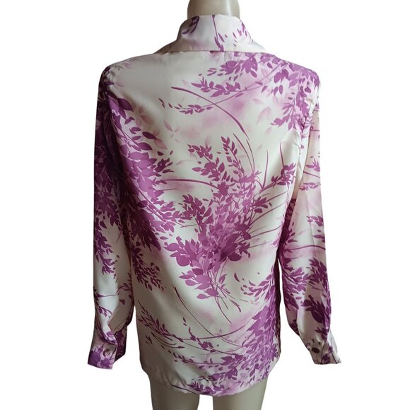 Large Vintage 1970's Pykettes Womens Groovy Mom Top/Blouse Purple Floral Print - Picture 3 of 8